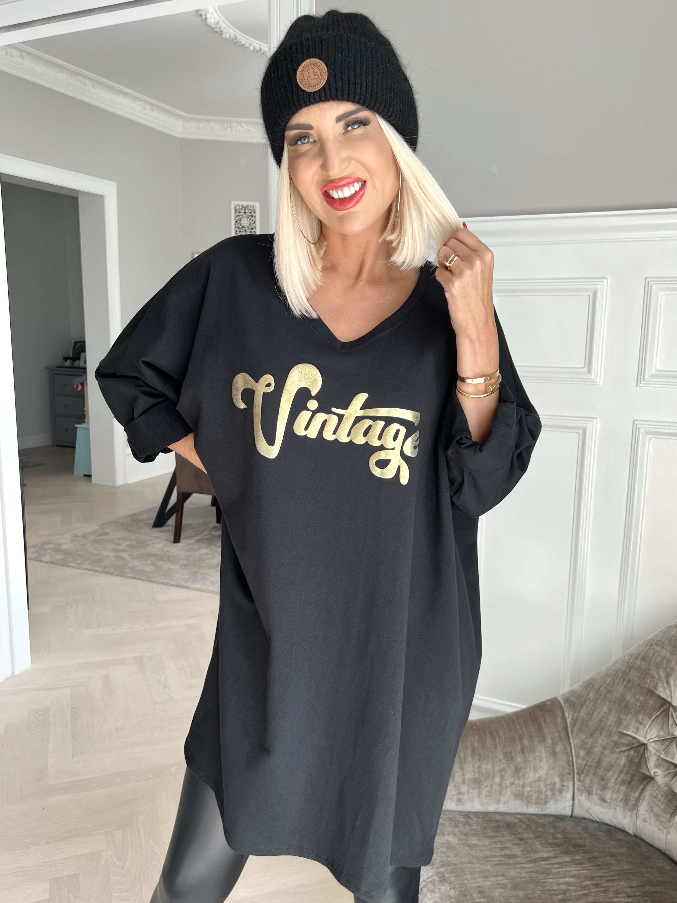 Liana - Joggingkjole med guldskrift